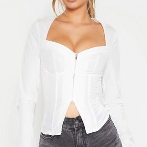 Pretty Little Thing Long Sleeve Zip Front Corset